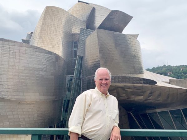At the Guggenheim in Bilbao Spain last summer. We averaged 7 miles a day for three weeks.